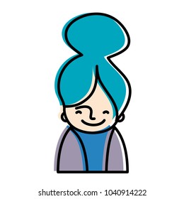 moved color happy woman with blouse and hairstyle design