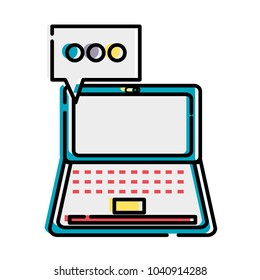moved color laptop technology with chat bubble message