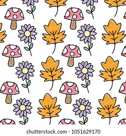 moved color leaf atumn with flower and fungus background