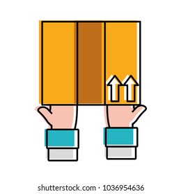 moved color man hands with box package service