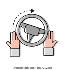 moved color man hands with steering wheel drive