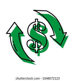 moved color money dollar symbol with arrows cycle