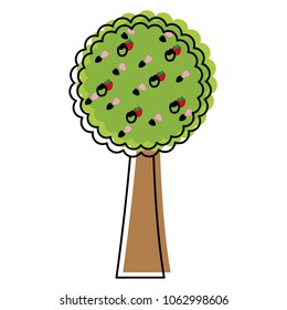 moved color nature tree design with apples fruits