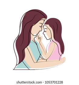 moved color nice mother hugging her daughter in the arms