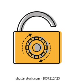 moved color open padlock object with password protection