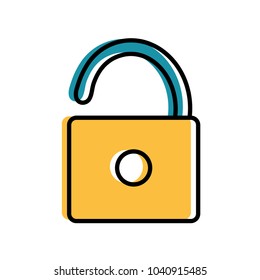 moved color open padlock to security and protect symbol