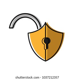 moved color open padlock shield security protection