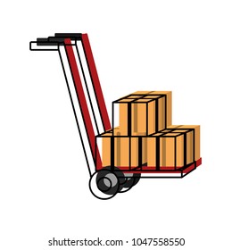 moved color platform trolleys with boxes packages service