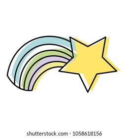 moved color shiny star with rainbow weather in the sky