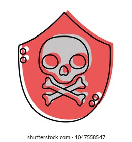 moved color skull with bones death danger symbol