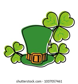 moved color st patrick hat with clover plants