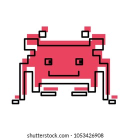 moved color videogame crab digital character icon vector illustration
