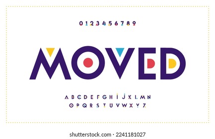 Moved modern abstract digital alphabet font. Minimal technology typography, Creative urban sport fashion futuristic font numbers