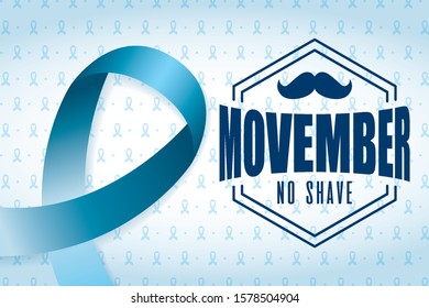 movember celebration card with ribbon and mustache vector illustration design