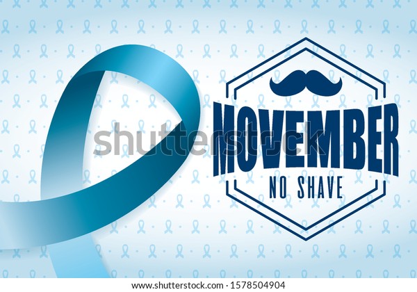 Movember Celebration Card Ribbon Mustache Vector Stock Vector (royalty 