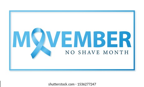 Movember, concept design of men's health issues. Vector background with text and blue ribbon. Prostate Cancer awareness.