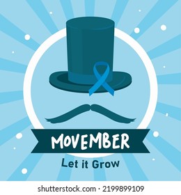 movember poster with gentlemen hat and ribbon