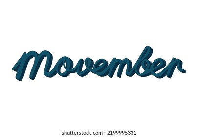 Movember Word Isolated Design Icon