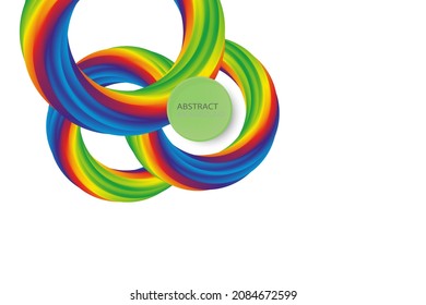 Movement of circular swirling rainbow geometric lines on white background