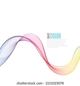 The movement of colored wave lines on a white background