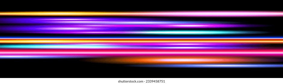movement of colorful flash light flashing on dark background. colorful high speed light lines with copy space for text. Flash light effect vector illustration