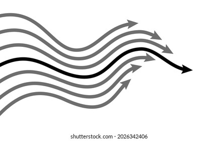 Movement curve line wave flow arrows. Vector illustration.