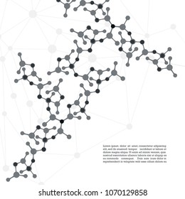 Movement of DNA molecules. Medicine science technologies with spare place for text. Biotechnology and chemistry concept vector illustration