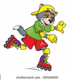 movement, dynamic, speed, riding on roller skates, roller skates, skating, summer, spring, joy, good wolf