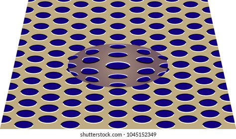 Movement effect of sphere. Sphere rolls along surface. Abstract background with optical illusion of movement, Seamless pattern