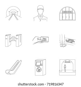 Movement, electric transport and other web icon in outline style.Attributes, public, means, icons in set collection.