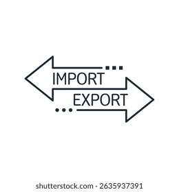 Movimiento, intercambio de bienes, servicios. Importar, exportar. Ilustración de icono lineal de Vector aislado sobre fondo blanco. 