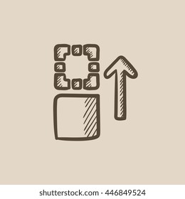 Movement of files vector sketch icon isolated on background. Hand drawn Movement of files icon. Movement of files sketch icon for infographic, website or app.