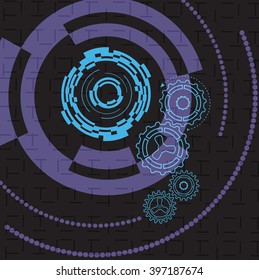 The movement of the gears and mechanisms in mechanical engineering. Vector illustration.