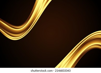 Movimiento líneas horizontales de oro vector de onda sobre fondo negro