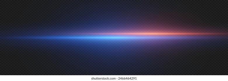 Bewegung einer schnellen rot-blauen Linie, die Wirkung des Blitzes und eines hellen Blitzes auf einem transparenten Hintergrund