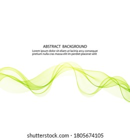 The movement of horizontal lines of light green smooth waves on a white background