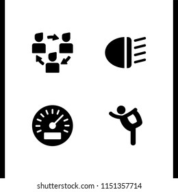 movement icon. 4 movement set with speed, flow, car lights and ballet vector icons for web and mobile app