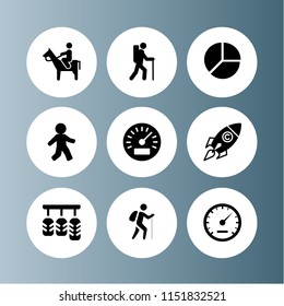 movement icon. 9 movement set with speed, equal, walk and accelerator vector icons for web and mobile app