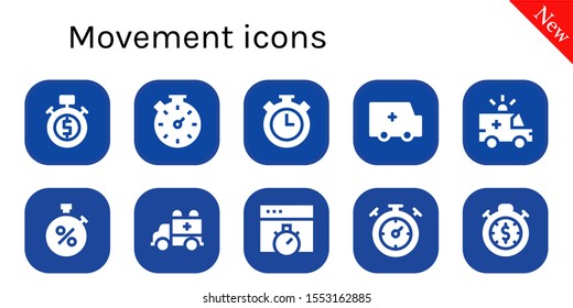 movement icon set. 10 filled movement icons.  Simple modern icons about  - Stopwatch, Ambulance, Chronometer