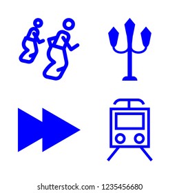 movement icon set about sack race, street light, train and speed arrow vector set