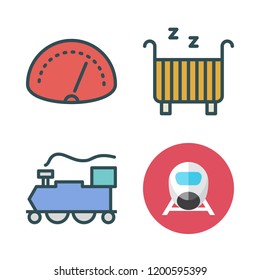 movement icon set. vector set about speedometer, train and cradle icons set.