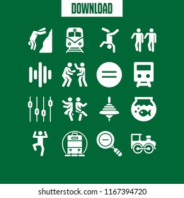 movement icon. This set with train, spinning top, train front view and fish bowl vector icons for mobile and web
