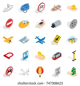Movement icons set. Isometric set of 25 movement vector icons for web isolated on white background
