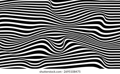 Bewegungsillusion. abstrakter, wellenförmiger Hintergrund. Wellenstreifen mit Welleneffekt. glatter, gestreifter Wellenhintergrund