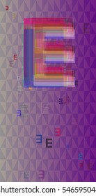 movement into contrasting textile, symbolic banner beside Alphabet E