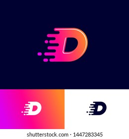 Movement letter D with winds on a different backgrounds. Dynamic logo. Velocity or delivery icon.