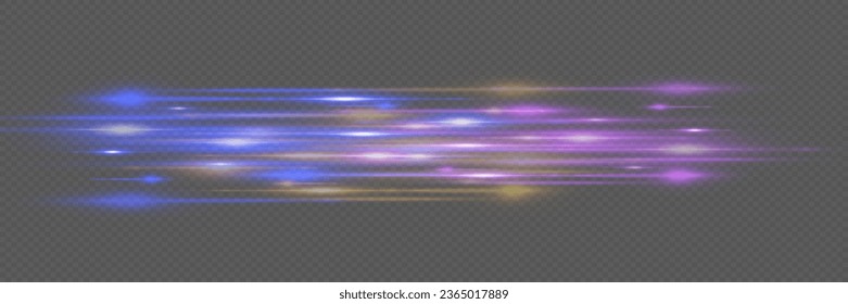Movement of light effect. Speed ​​effect lines on a transparent background.