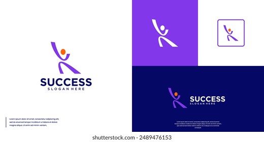 movement logo, celebration, success, logo design illustration.