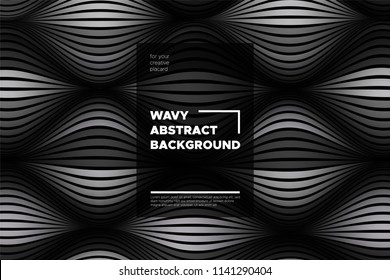 Movement. Monochrome Abstract Background of Waves. Modern Bright Flow Poster. Blend. Distortion of Wave Stripes. 3d Surface with Optical Illusion. Monochrome Warped Lines Movement Effect. Eps10 Vector