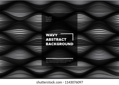 Movement. Monochrome Abstract Background of Waves. Modern Bright Flow Poster. Blend. Distortion of Wave Stripes. 3d Surface with Optical Illusion. Monochrome Warped Lines Movement Effect. Eps10 Vector